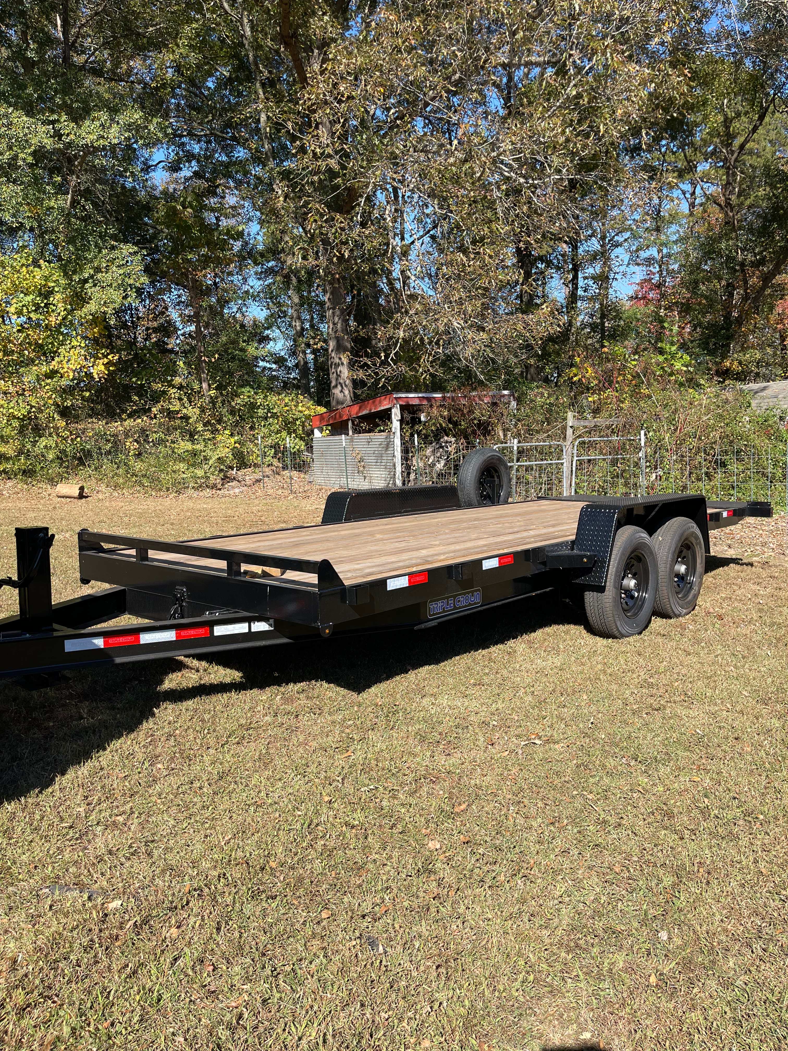 2026 Triple Crown Car Hauler Trailer 7x20 - Side view showing gravity tilt design for vehicle transport